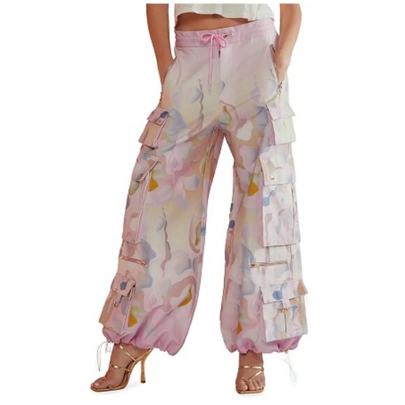 Cynthia Rowley Printed Cotton Twill Cargo Pants, Size S Runs Big - Picture 3 of 17